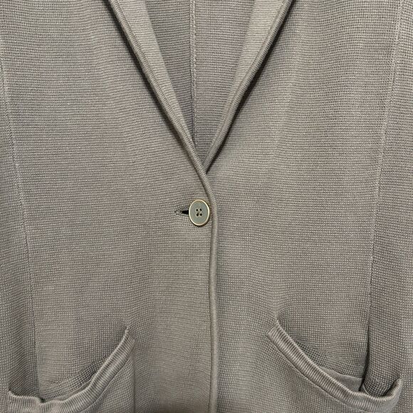 Talbots Knit Blazer Sweater Jacket Womens Small Sage Green One Button Pockets - Picture 4 of 8